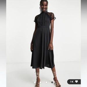 Black lace midi dress